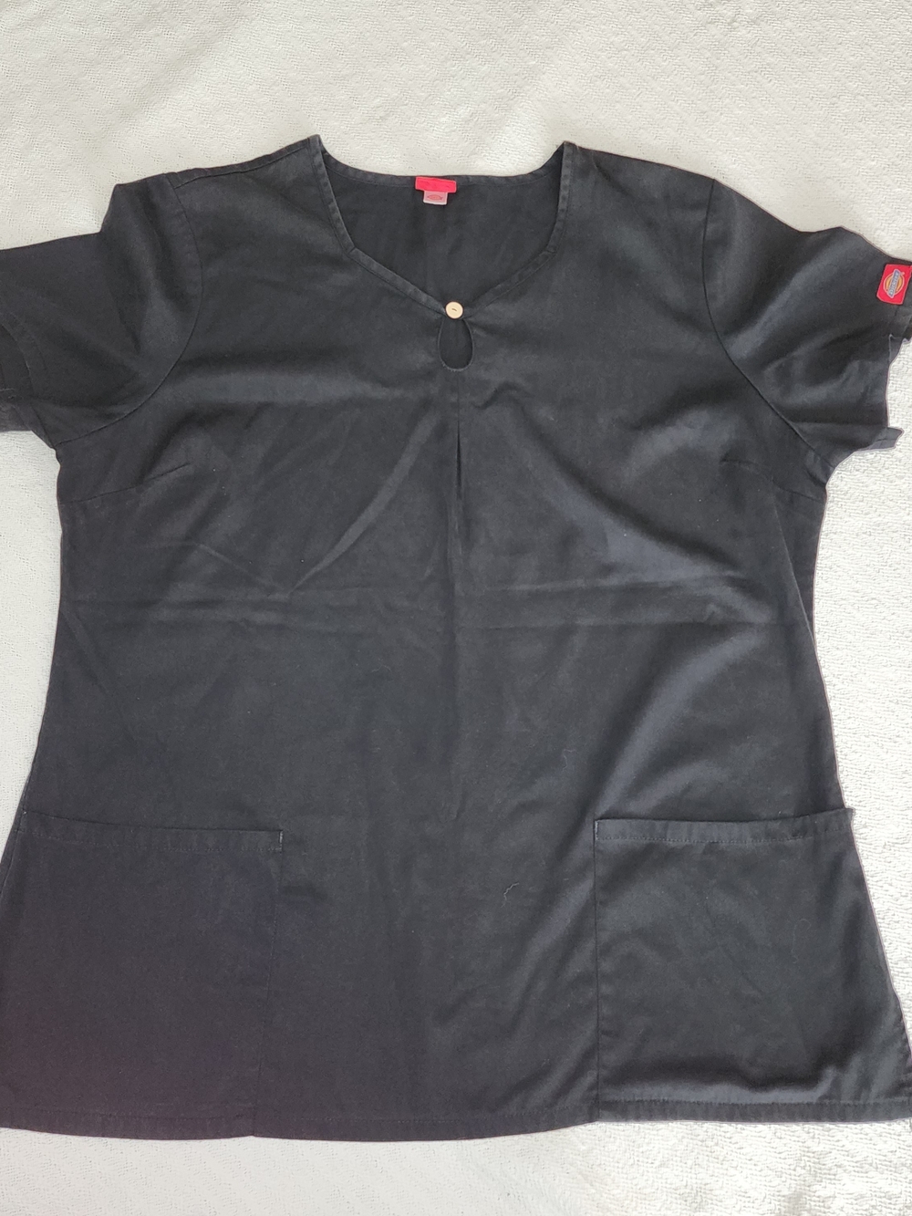 DICKIES EDS Signature Black Scrub Top Keyhole Notch V-Neck Pockets - Picture 1 of 12